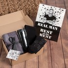 Набор подарочный "Real man" плед, носки, кружка - фото 320670122