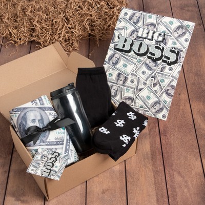 Набор подарочный «Этель» Dollar, плед 75×100 см, носки 41-44 (27-29 см), 2 пары, термостакан