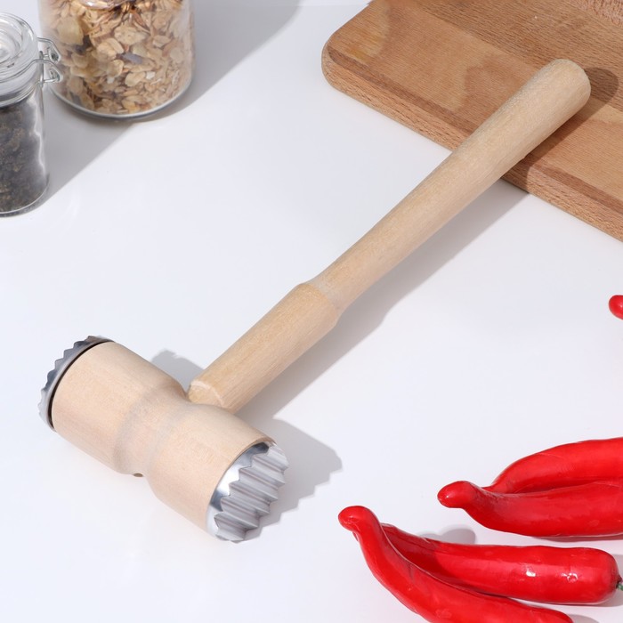 Молоток для мяса, дерево, металл, 30.5×9.5×4.5 см - Фото 1