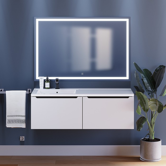 Тумба под раковину Uperwood Tanos, 120 см, подвесная, левая, белая/графит - Фото 1