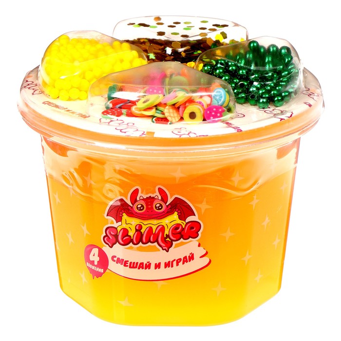 

Набор Сделай слайм ТМ Slimer «Смешай и играй» оранжевый 250 мл, игрушка в наборе