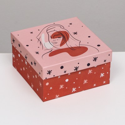 Подарочная коробка "Леди звезда",квадратная ,19 х 19 х 12 см