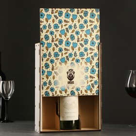 Короб подарочный деревянный "Вино", 33,5х23,7х9,4 см, на 3 бутылки, с выдвижной крышкой