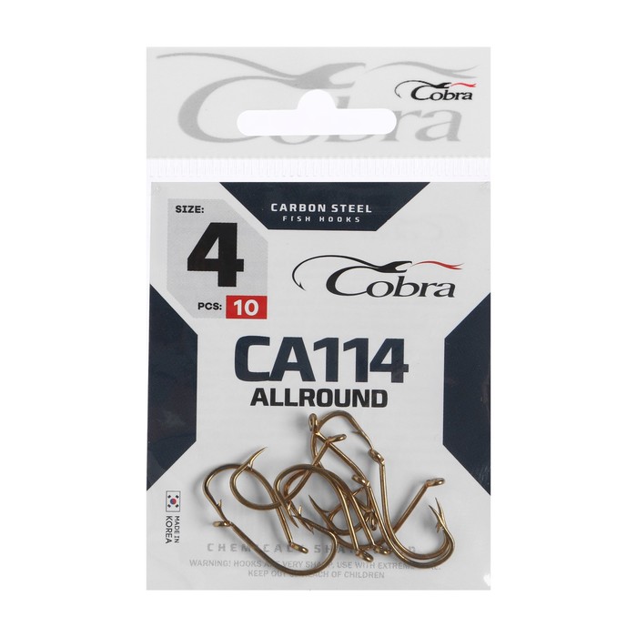 

Крючки Cobra ALLROUND, серия CA114, № 4, 10 шт.