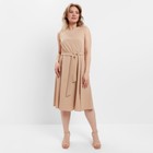 Платье миди женское с поясом MINAKU: Casual collection, бежевое, размер 48 - Фото 4