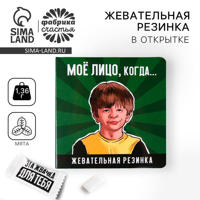 

Жевательная резинка в открытке «Моё лицо», 1 шт. х 1,36 г.