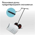Движок для уборки снега, оцинкованный ковш 43×75 см, металлическая планка, на колёсах, металлический черенок, с ручкой - Фото 3