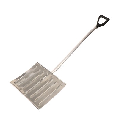 Лопата для уборки снега, алюминиевый ковш 428×375 мм, металлическая планка, алюминиевый черенок, с ручкой
