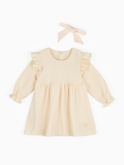 Комплект для девочки (платье, повязка) «Крошка Я» BASIC LINE, рост 86-92 см, молочное