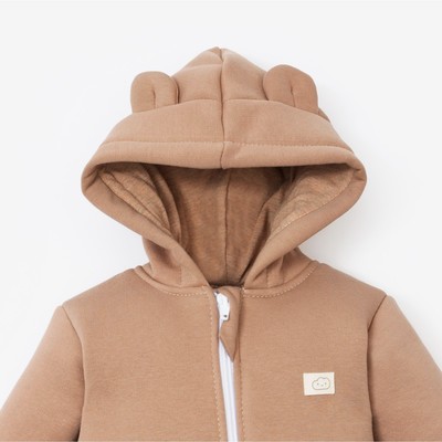 Комбинезон детский с капюшоном «Крошка Я» BASIC LINE, коричневый, рост 62-68 см