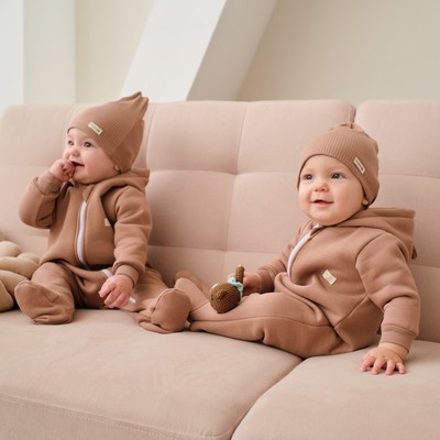 Комбинезон с капюшоном «Крошка Я» BASIC LINE, рост 68-74 см, коричневый