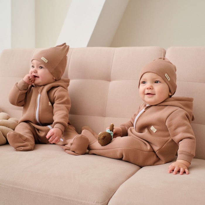 Комбинезон с капюшоном «Крошка Я» BASIC LINE, рост 68-74 см, коричневый - Фото 1