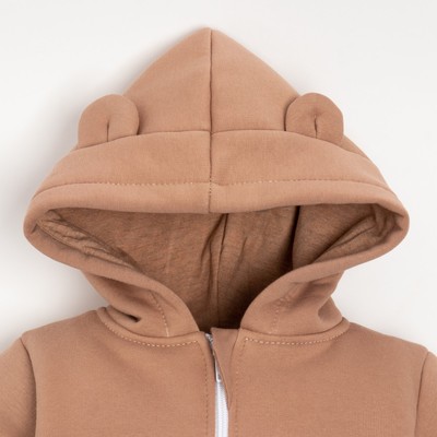 Комбинезон детский с капюшоном «Крошка Я» BASIC LINE, коричневый, рост 74-80 см