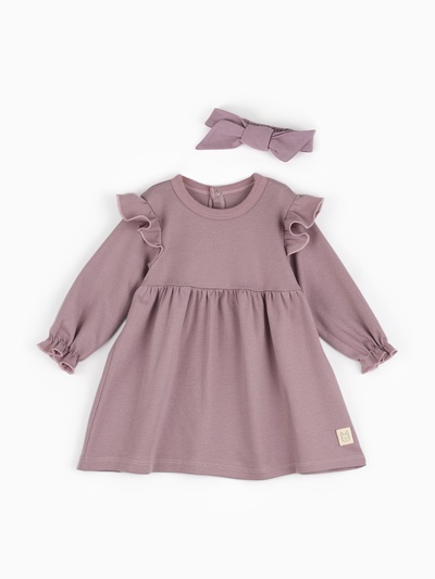 Комплект для девочки (платье, повязка) «Крошка Я» BASIC LINE, рост 68-74 см, розовое