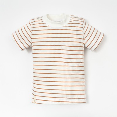 Футболка детская «Крошка Я» BASIC LINE, рост 86-92 см, полоска бежевая