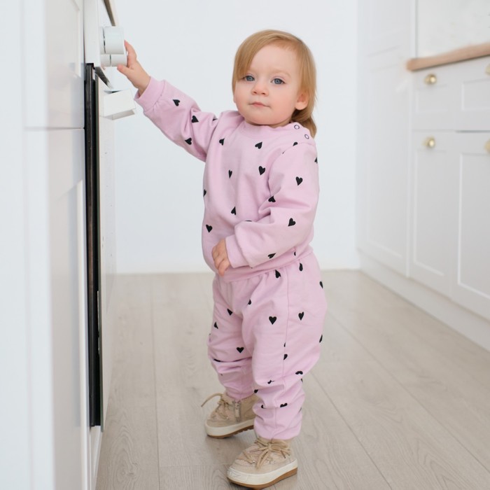 Костюм для девочки (толстовка, брюки) «Крошка Я. Сердечки», рост 68-74 см, розовый - Фото 1