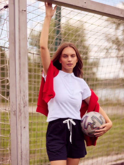 Футболка поло женская MINAKU: Basic line, белая, размер 42