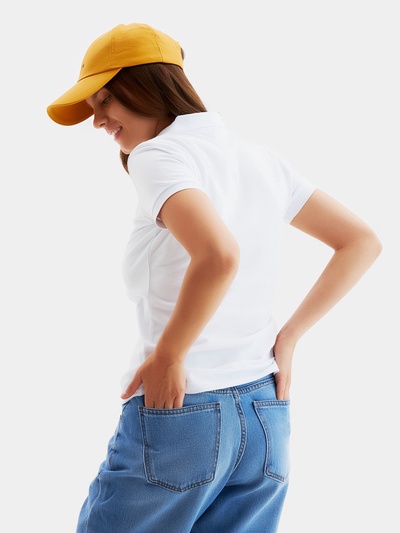 Футболка поло женская MINAKU: Basic line, белая, размер 42