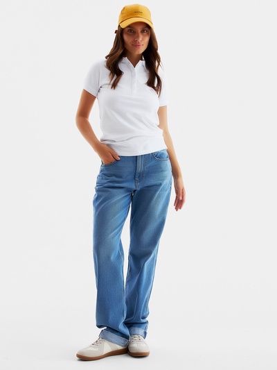 Футболка поло женская MINAKU: Basic line, белая, размер 42