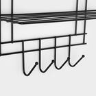 Полка для ванной прямая, 4 крючка, 33×12.5×21 см, чёрная - Фото 3