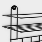 Полка для ванной прямая, 4 крючка, 33×12.5×21 см, чёрная - Фото 3