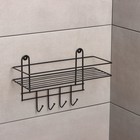 Полка для ванной прямая, 4 крючка, 33×12.5×21 см, чёрная - Фото 6