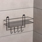 Полка для ванной прямая, 4 крючка, 33×12.5×21 см, чёрная - Фото 7