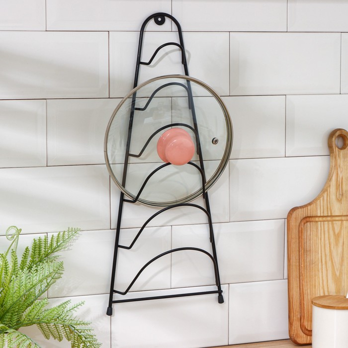 Подставка для крышек подвесная, 19.5×9×46 см, чёрная - Фото 1