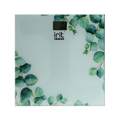 Весы напольные Irit IR-7273, электронные, до 180 кг, 2хААА, белые срисунком "Листья" - Фото 1