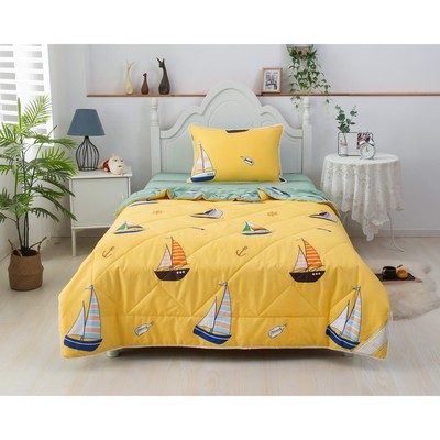Комплект детский с одеялом «Кораблики», размер 160х220 см, 160х230 см, 50х70 см, цвет жёлтый