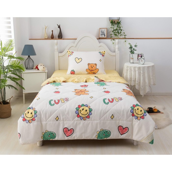 Комплект детский с одеялом «Смайл», размер 160х220 см, 160х230 см, 50х70 см, цвет жёлтый