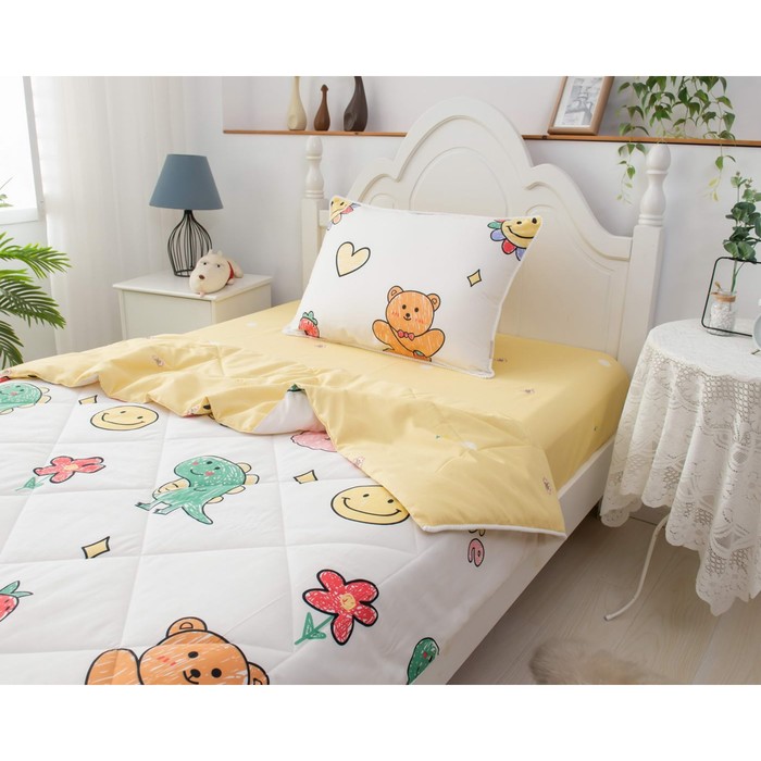 Комплект детский с одеялом «Смайл», размер 160х220 см, 160х230 см, 50х70 см, цвет жёлтый - фото 1926566737