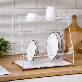 Сушилка для посуды с поддоном, 39×24×37,5 см, цвет белый