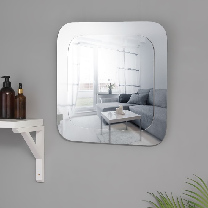 Зеркало квадратное, настенное, 45х45 см, подложка - фото 1907592027