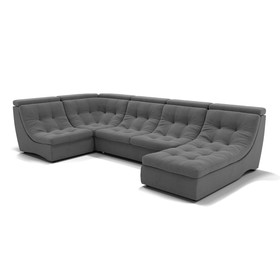 П-образный диван «Монако 4», механизм венеция, универсальный, велюр, цвет селфи 07