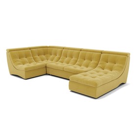 П-образный диван «Монако 4», механизм венеция, универсальный, велюр, цвет селфи 08