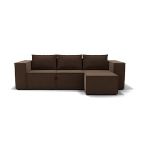 Угловой диван «Хилтон 3», механизм выкатной, угол правый, велюр, цвет селфи 03