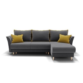 Угловой диван «Барселона 3», пантограф, угол правый, велюр, цвет селфи 07 / подушки 08