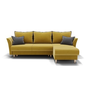 Угловой диван «Барселона 3», пантограф, угол правый, велюр, цвет селфи 08 / подушки 07