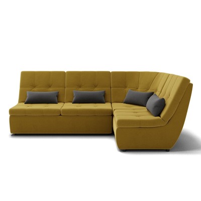 Угловой диван «Калифорния 3», механизм пума, универсальный, велюр, селфи 08 / подушки 07