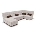П-образный диван «Калифорния 4», пума, универсальный, велюр, цвет селфи 01 / подушки 03 - Фото 1