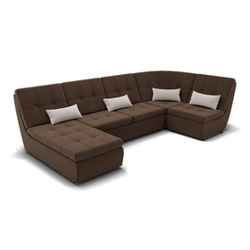 П-образный диван «Калифорния 4», пума, универсальный, велюр, цвет селфи 03 / подушки 01