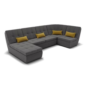 П-образный диван «Калифорния 4», пума, универсальный, велюр, цвет селфи 07 / подушки 08