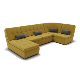 П-образный диван «Калифорния 4», пума, универсальный, велюр, цвет селфи 08 / подушки 07