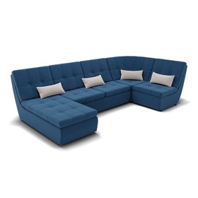П-образный диван «Калифорния 4», пума, универсальный, велюр, цвет селфи 02 / подушки 01