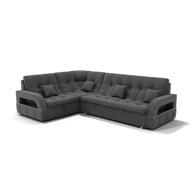 Диван угловой «Майами 3», механизм венеция, универсальный, велюр, цвет селфи 07/подушки 07