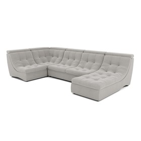 П-образный диван «Монако 4», механизм венеция, универсальный, велюр, цвет селфи 01