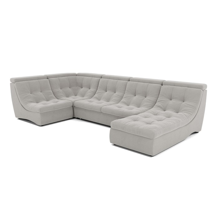 П-образный диван «Монако 4», механизм венеция, универсальный, велюр, цвет селфи 01 - Фото 1