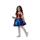 Карнавальный костюм «Чудо-женщина», платье, нарукавники, головной убор, р.32, рост 128 - Фото 2