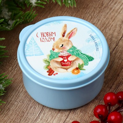 Ланч-бокс новогодний «С Новым годом!», 150 мл, голубой